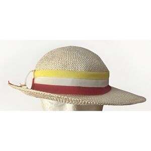 Vintage Sonni San Francisco Straw Hat Neiman Marcus Red Yellow Ribbon NWT